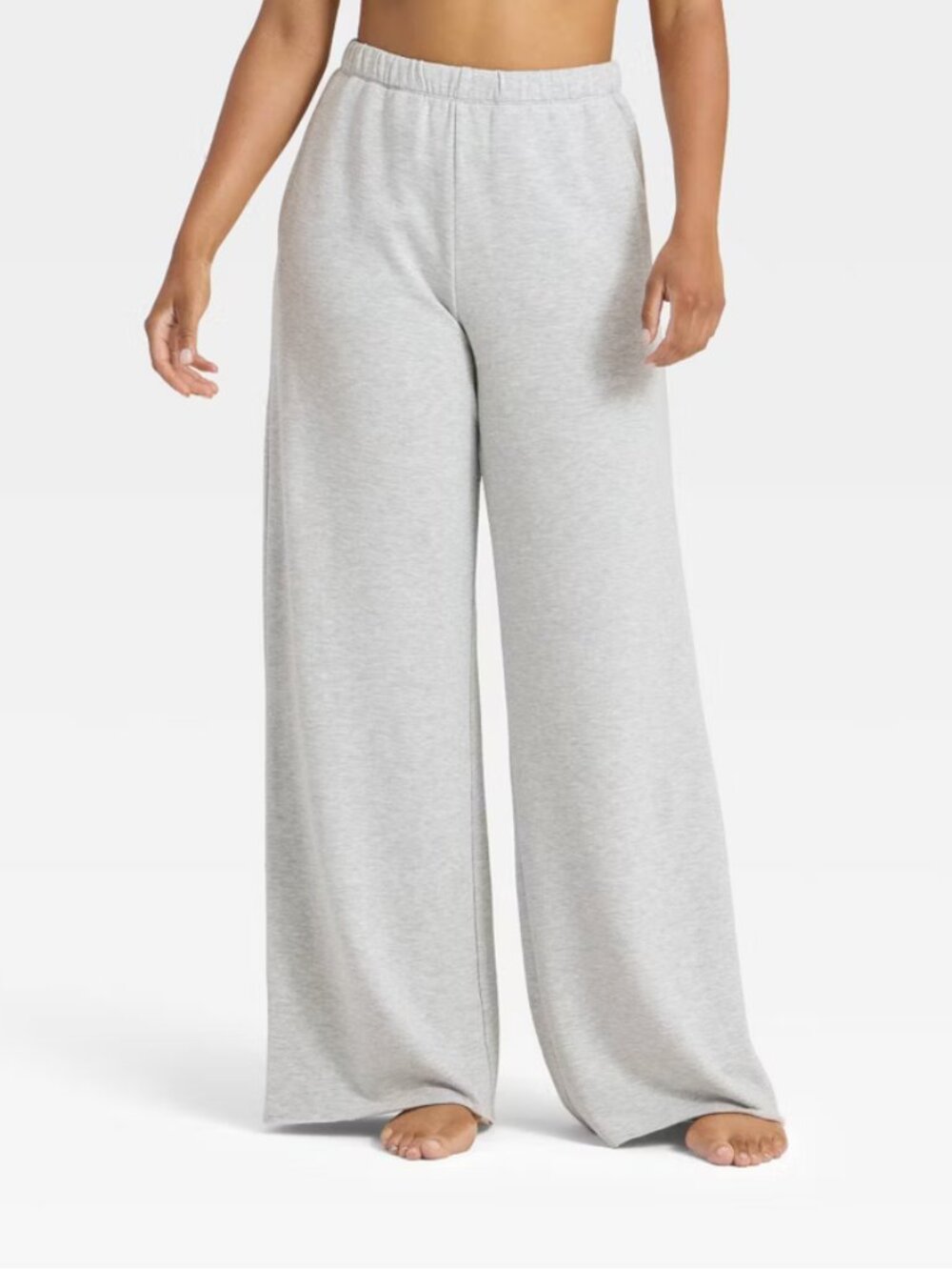Women's PeachySoft French Terry Fleece Wide Leg Lounge Pants - Wild Fable Gray M